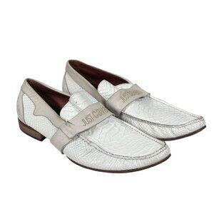 Just Cavalli‎ White Exotic Leather Made in Italy Men's Shoes Moccasins Size 41